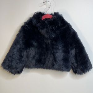 Navy Faux Fur Coat, Girls Size 5-6 by Janie & Jack